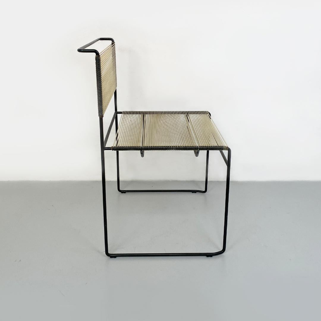 Italian Modern Black Metal and Transparent Plastic Spaghetti Style Chair, 1980s For Sale 2