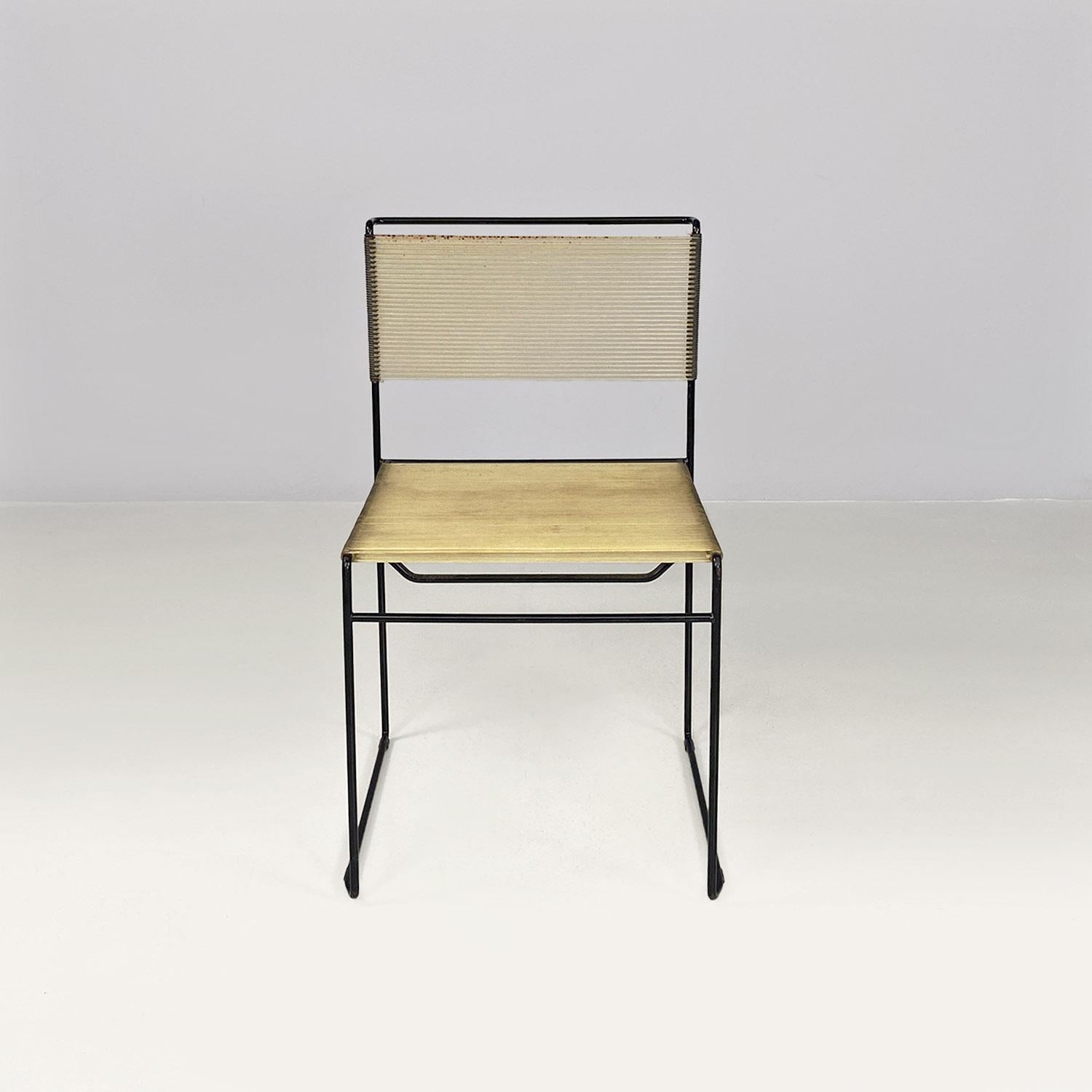 Italian modern black metal and transparent plastic Spaghetti style chair, 1980s For Sale 1