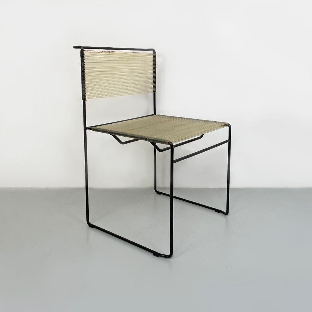 Italian Modern Black Metal and Transparent Plastic Spaghetti Style Chair, 1980s For Sale 3