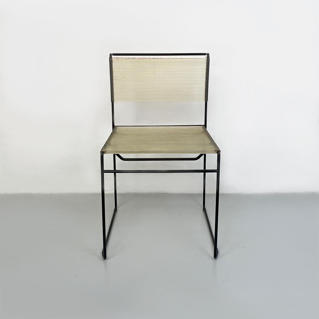 Italian Modern Black Metal and Transparent Plastic Spaghetti Style Chair, 1980s For Sale 4