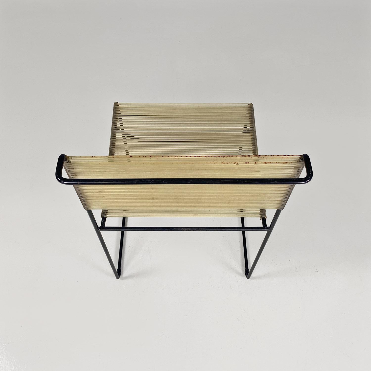 Italian modern black metal and transparent plastic Spaghetti style chair, 1980s For Sale 3