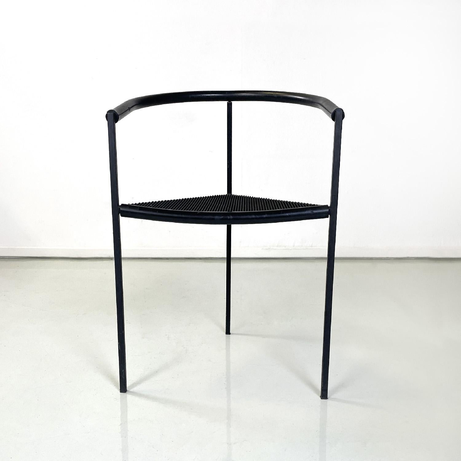 Modern Italian modern black metal chair by Peregalli and Calatroni for Zeus, 1990s