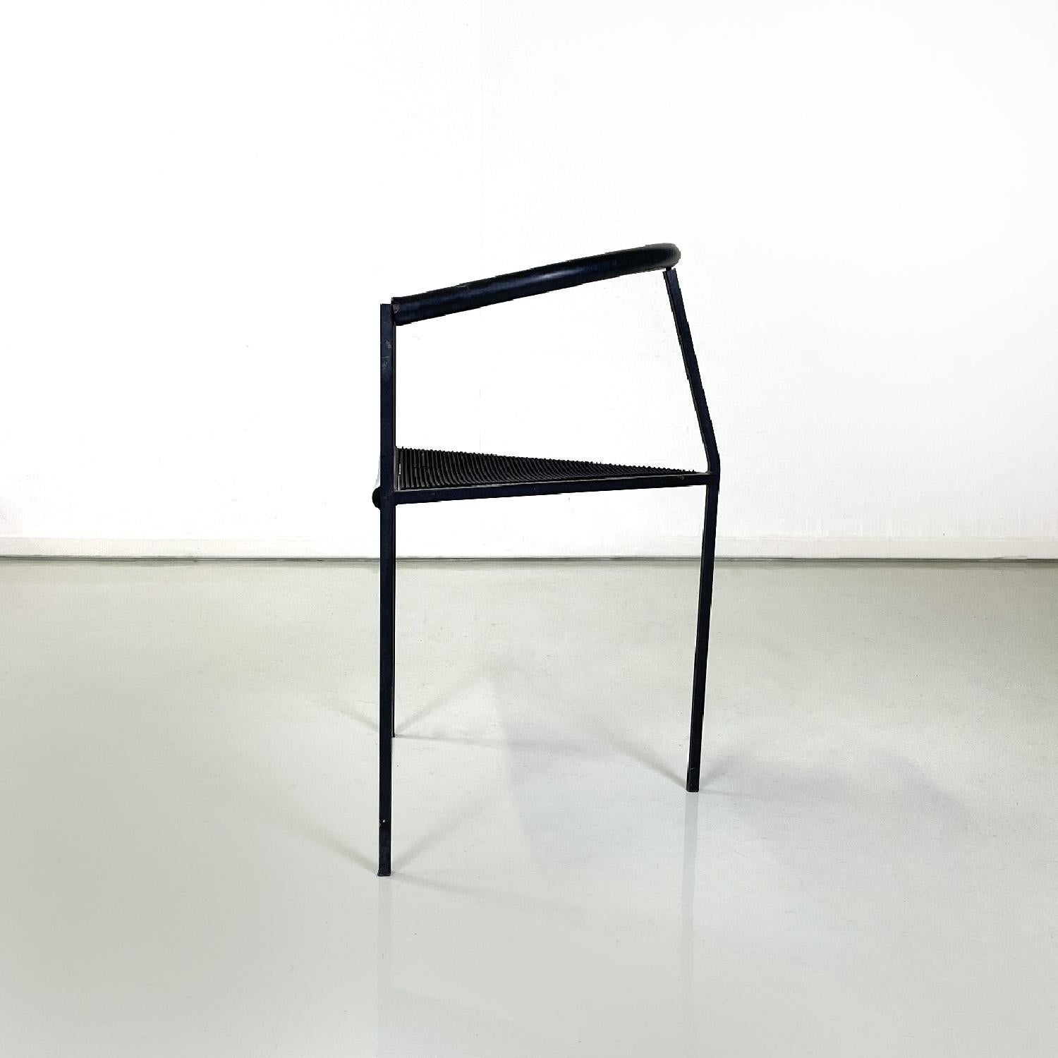 Italian modern black metal chair by Peregalli and Calatroni for Zeus, 1990s In Fair Condition In MIlano, IT