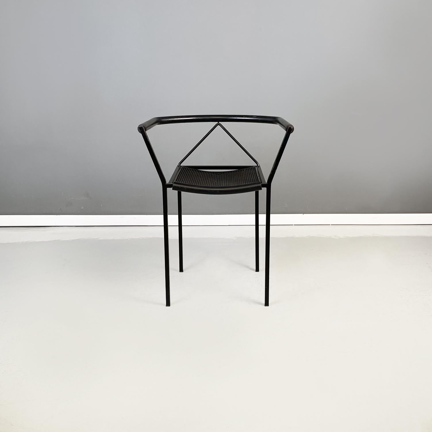Italian modern Black metal and rubber Chair Poltroncina by Maurizio Peregalli for Zeus, 1990s
Chair mod. Poltroncina with square seat in textured black rubber. The structure has a square section in matt black painted steel. The chair has backrest
