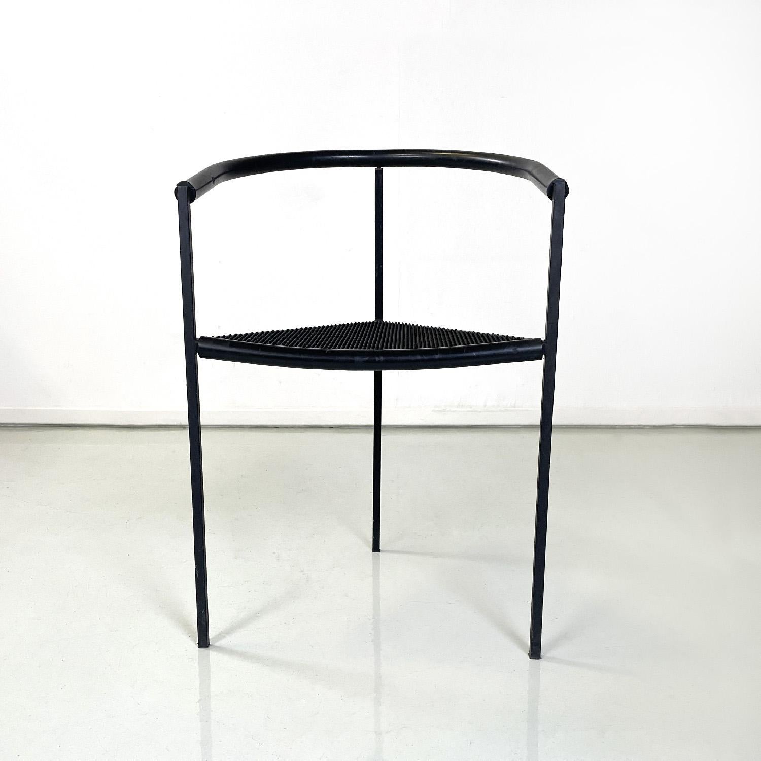 Italian modern black metal chairs by Peregalli and Calatroni for Zeus, 1990s In Fair Condition In MIlano, IT