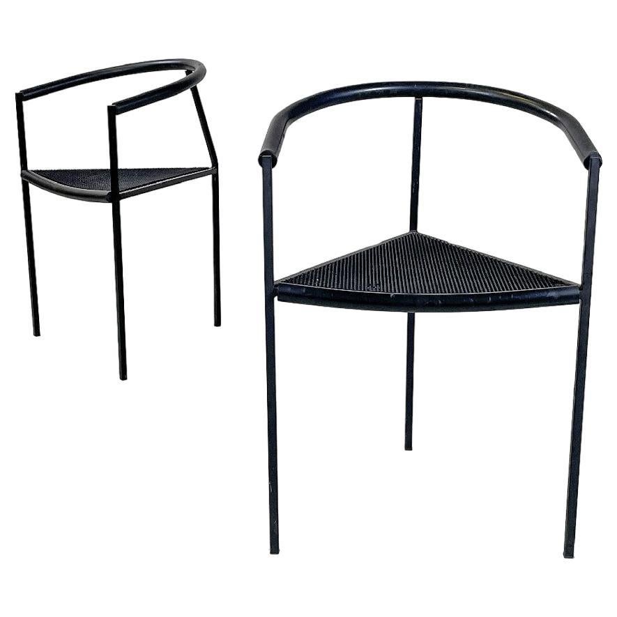 Italian modern black metal chairs by Peregalli and Calatroni for Zeus, 1990s
