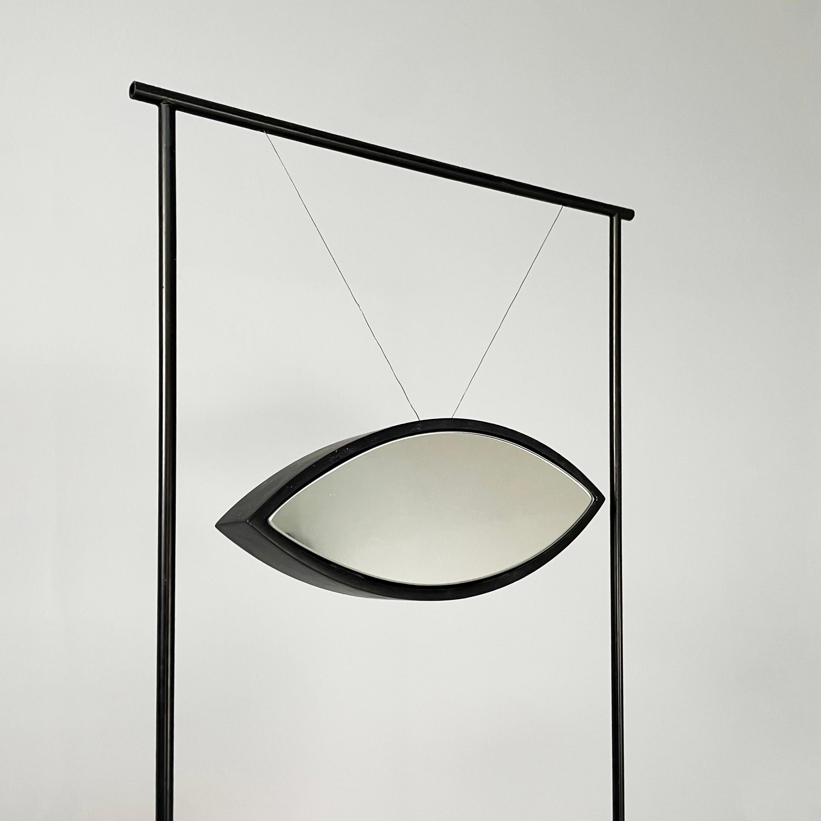 Italienische moderne Standuhr aus schwarzem Metall mit Spiegel in Augenform von Alias, 1990er Jahre im Angebot 5