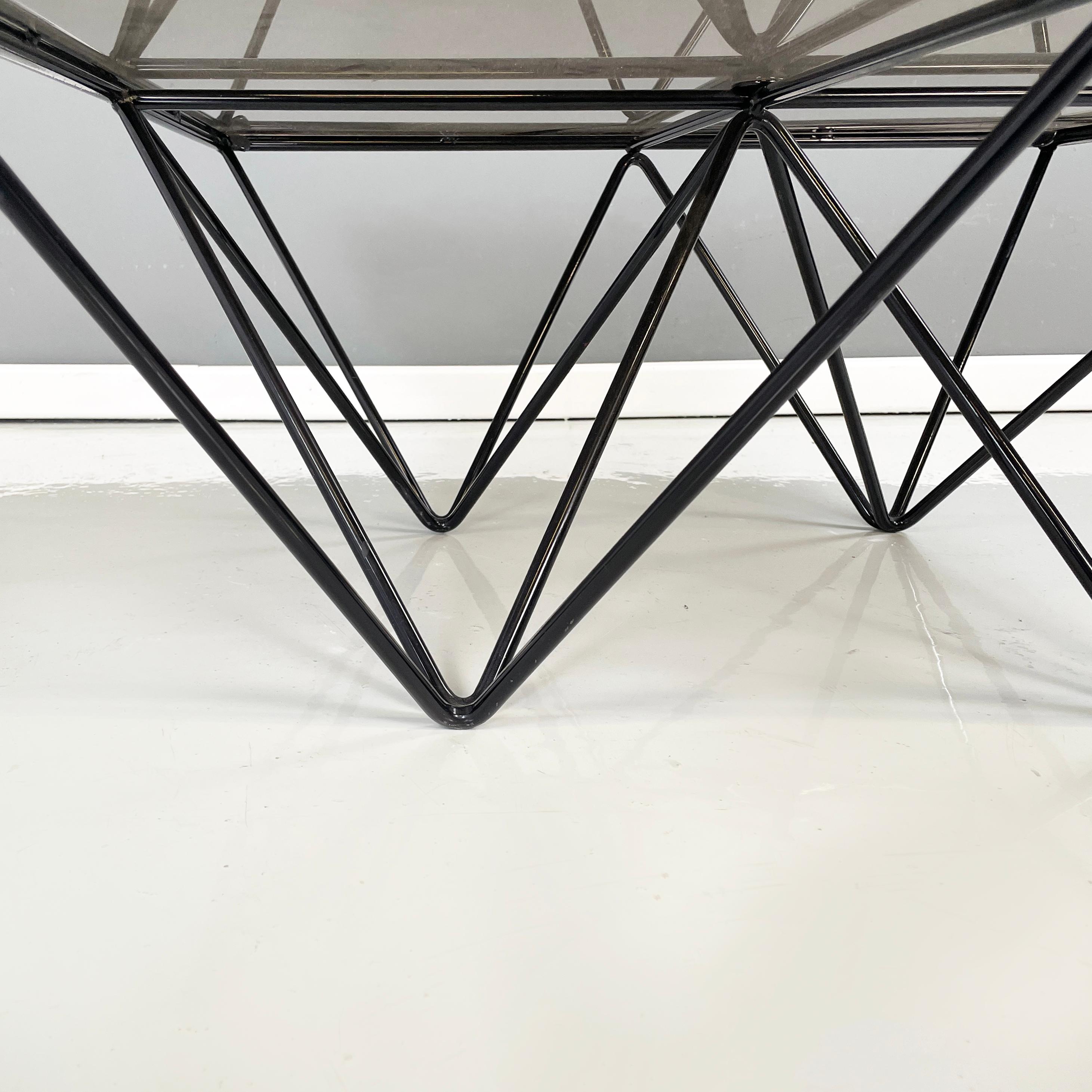 Italian modern Black metal glass Coffee table Alanda by Paolo Piva for B&B 1980s 5