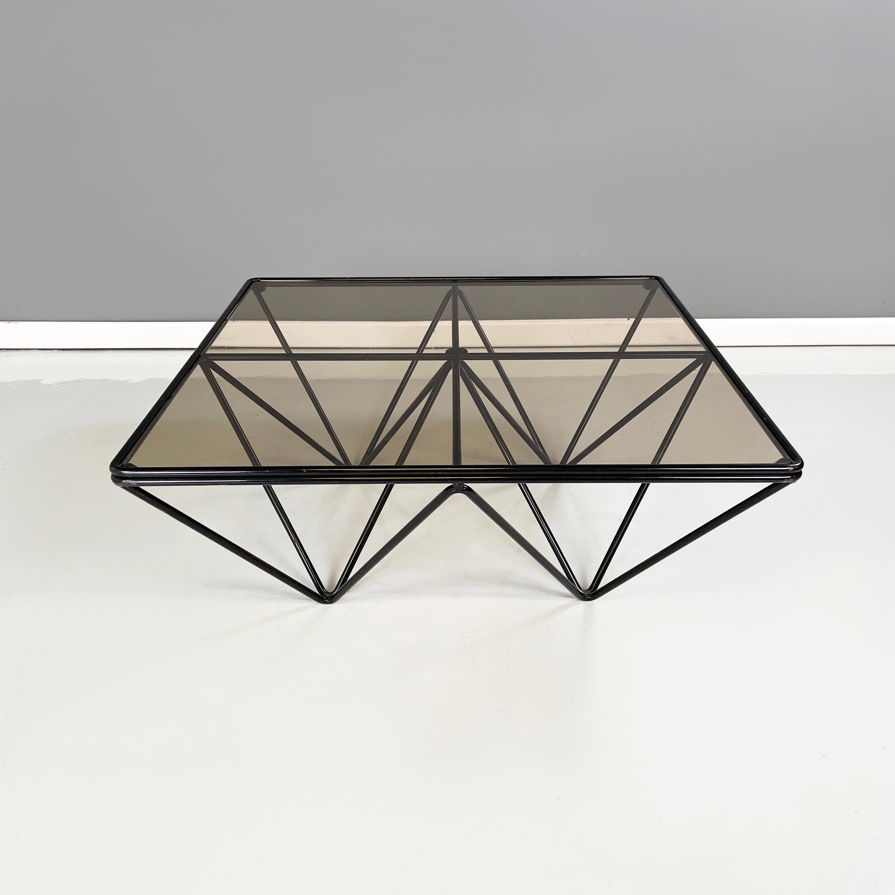 Modern Italian modern Black metal glass Coffee table Alanda by Paolo Piva for B&B 1980s
