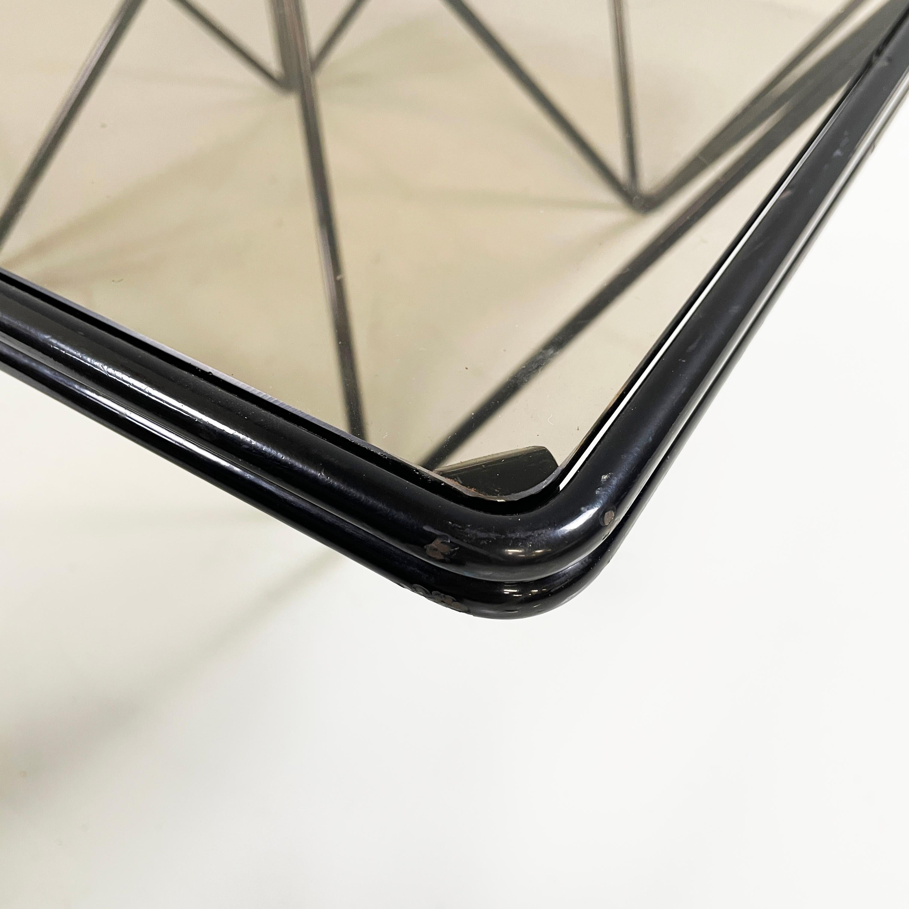 Late 20th Century Italian modern Black metal glass Coffee table Alanda by Paolo Piva for B&B 1980s