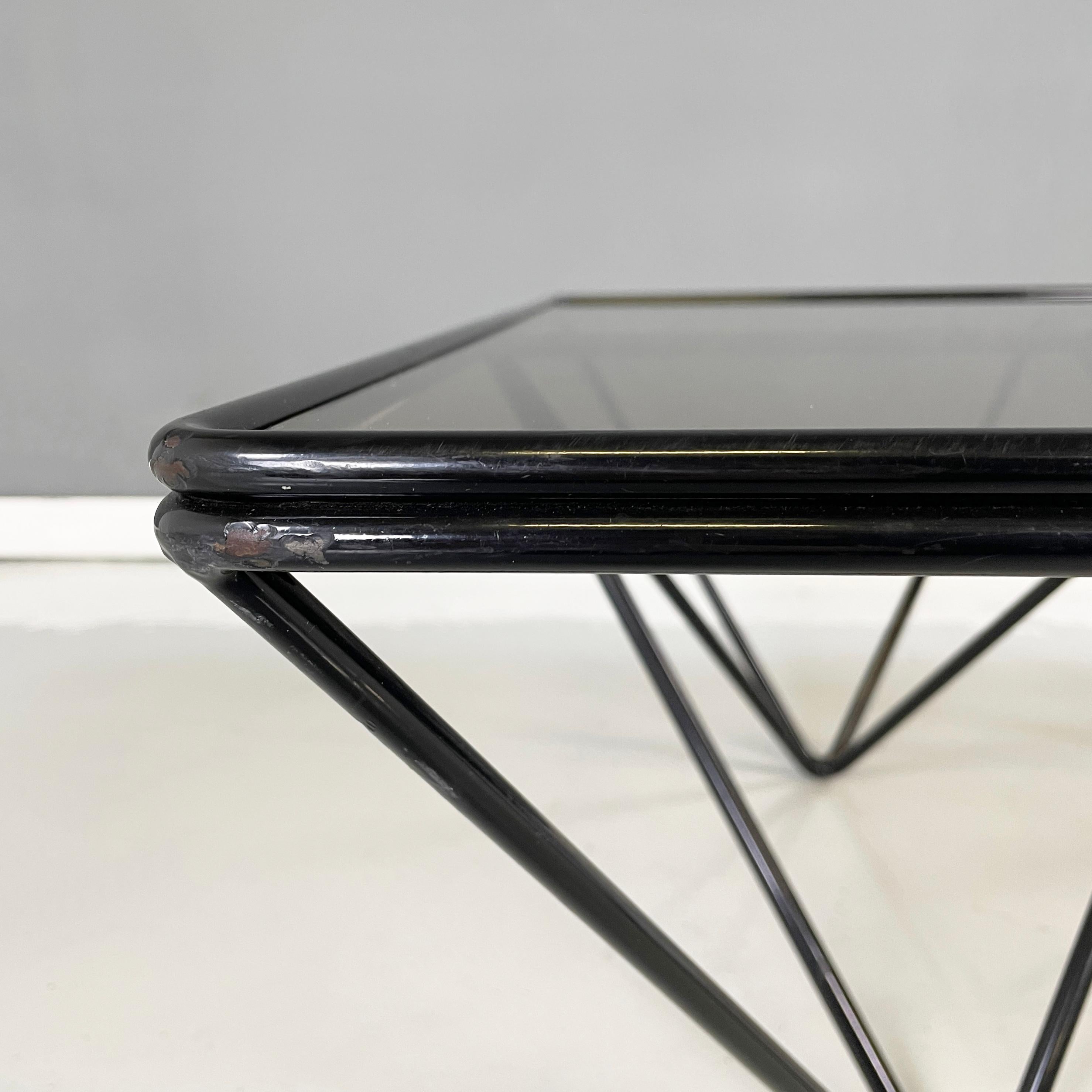 Metal Italian modern Black metal glass Coffee table Alanda by Paolo Piva for B&B 1980s