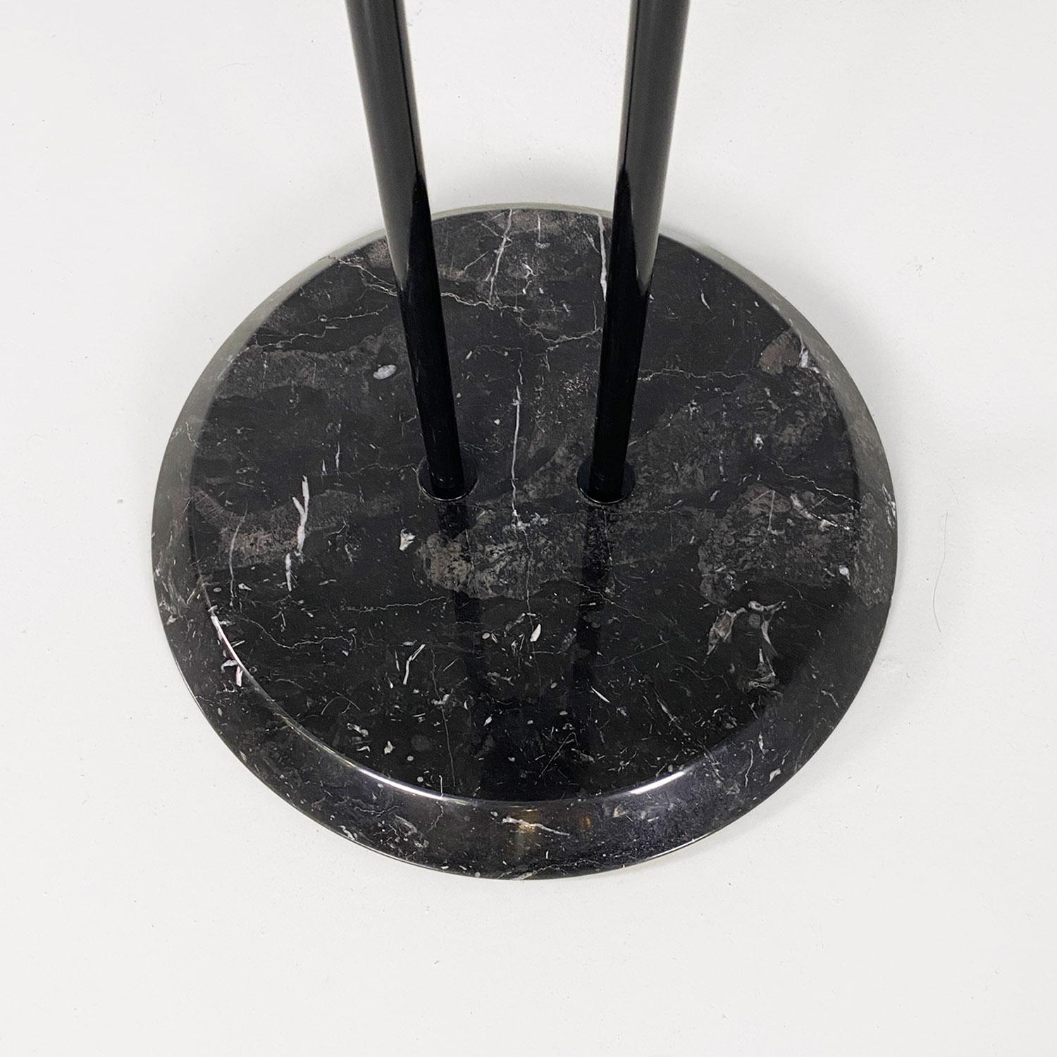 Tables basses rondes italiennes modernes en métal noir, verre et marbre par Cattelan, années 1980 en vente 4