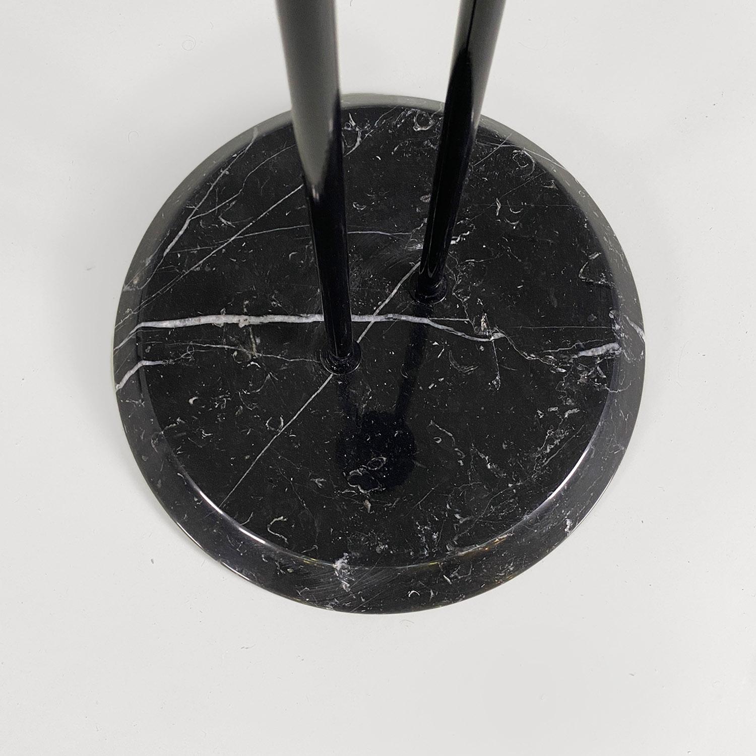 Tables basses rondes italiennes modernes en métal noir, verre et marbre par Cattelan, années 1980 en vente 5