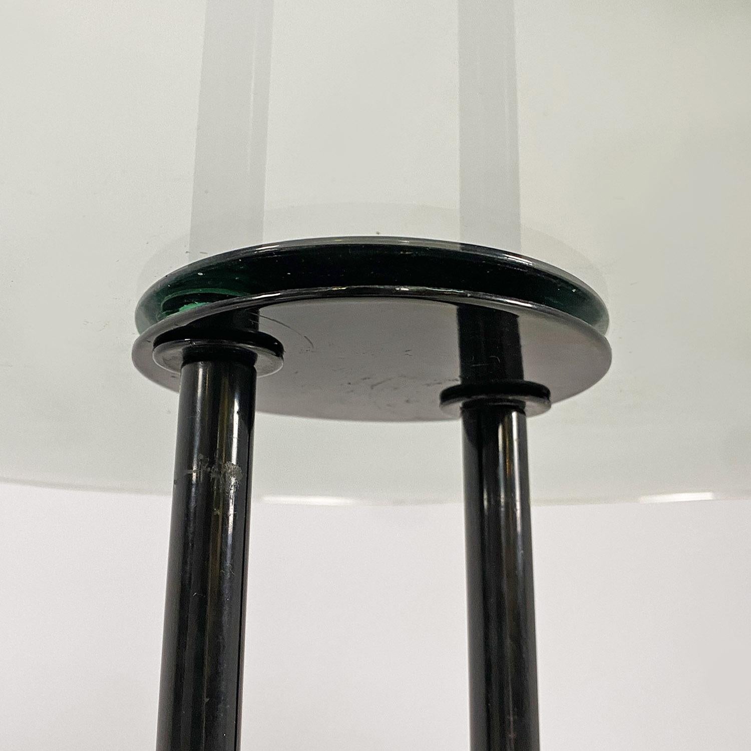 Tables basses rondes italiennes modernes en métal noir, verre et marbre par Cattelan, années 1980 en vente 1