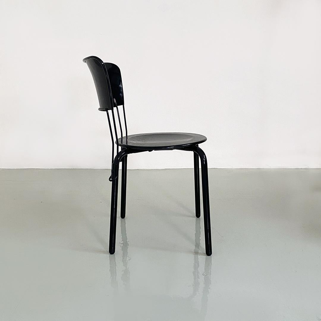 Late 20th Century Italian Modern Black Metal Ibisco Chair, Raimondi for Molteni & Consonni, 1980s For Sale