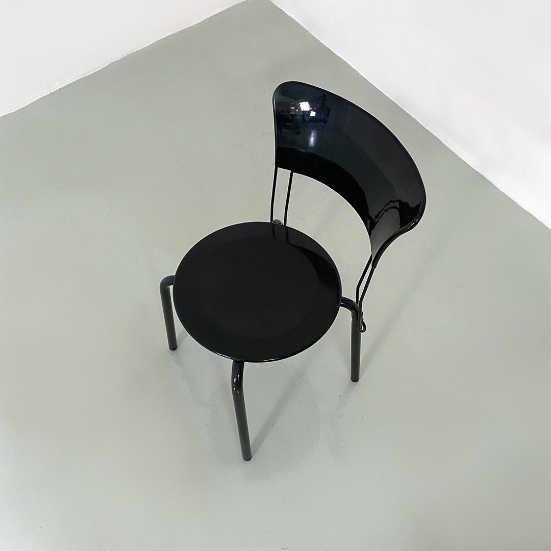 Italian Modern Black Metal Ibisco Chair, Raimondi for Molteni & Consonni, 1980s For Sale 2