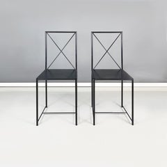 Chaises modernes italiennes en cuir noir et métal Moka d'Asnago Vender Flexoform, 1939