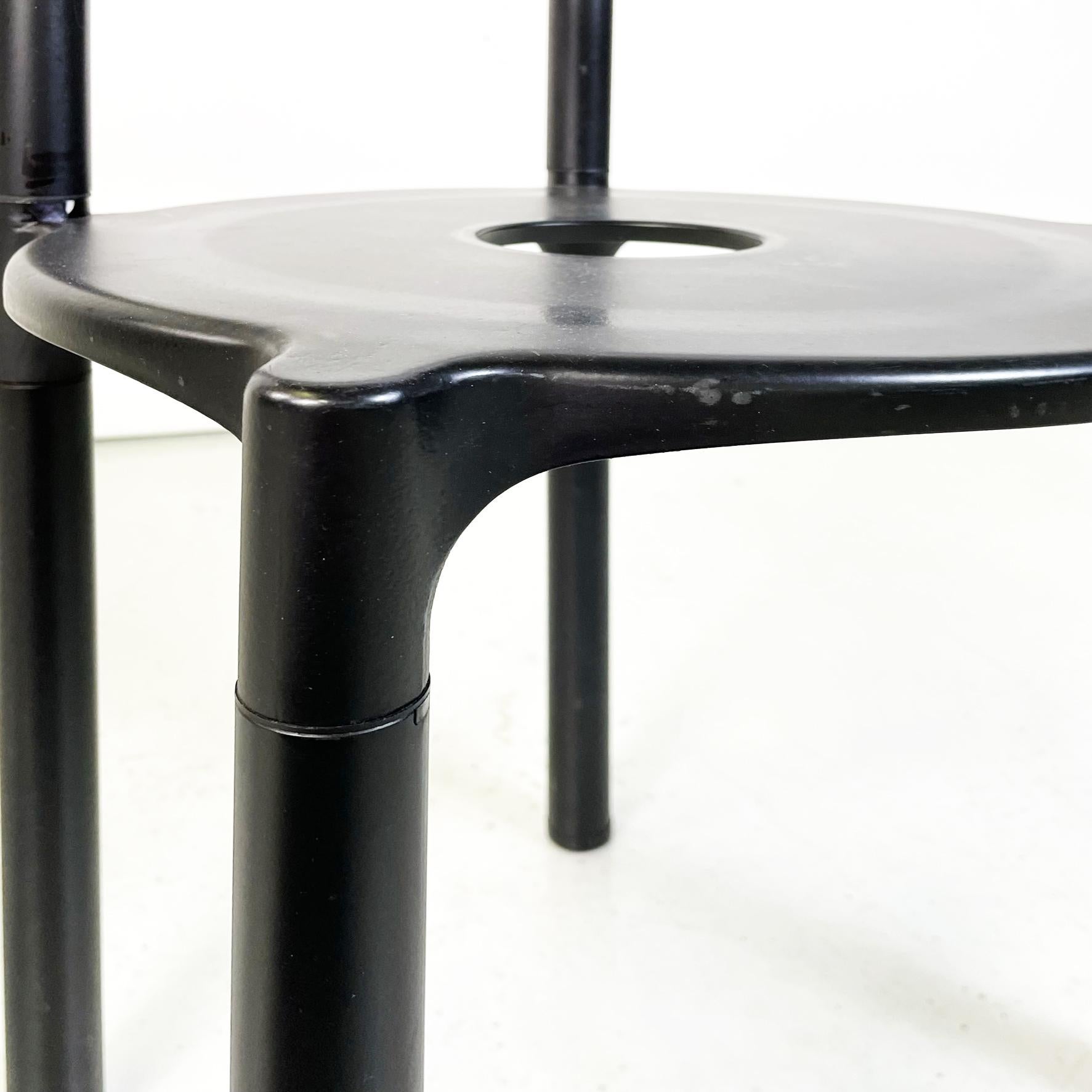 Italian Modern Black Metal Plastic Chairs 4855 by Anna Castelli Kartell, 1990s 6