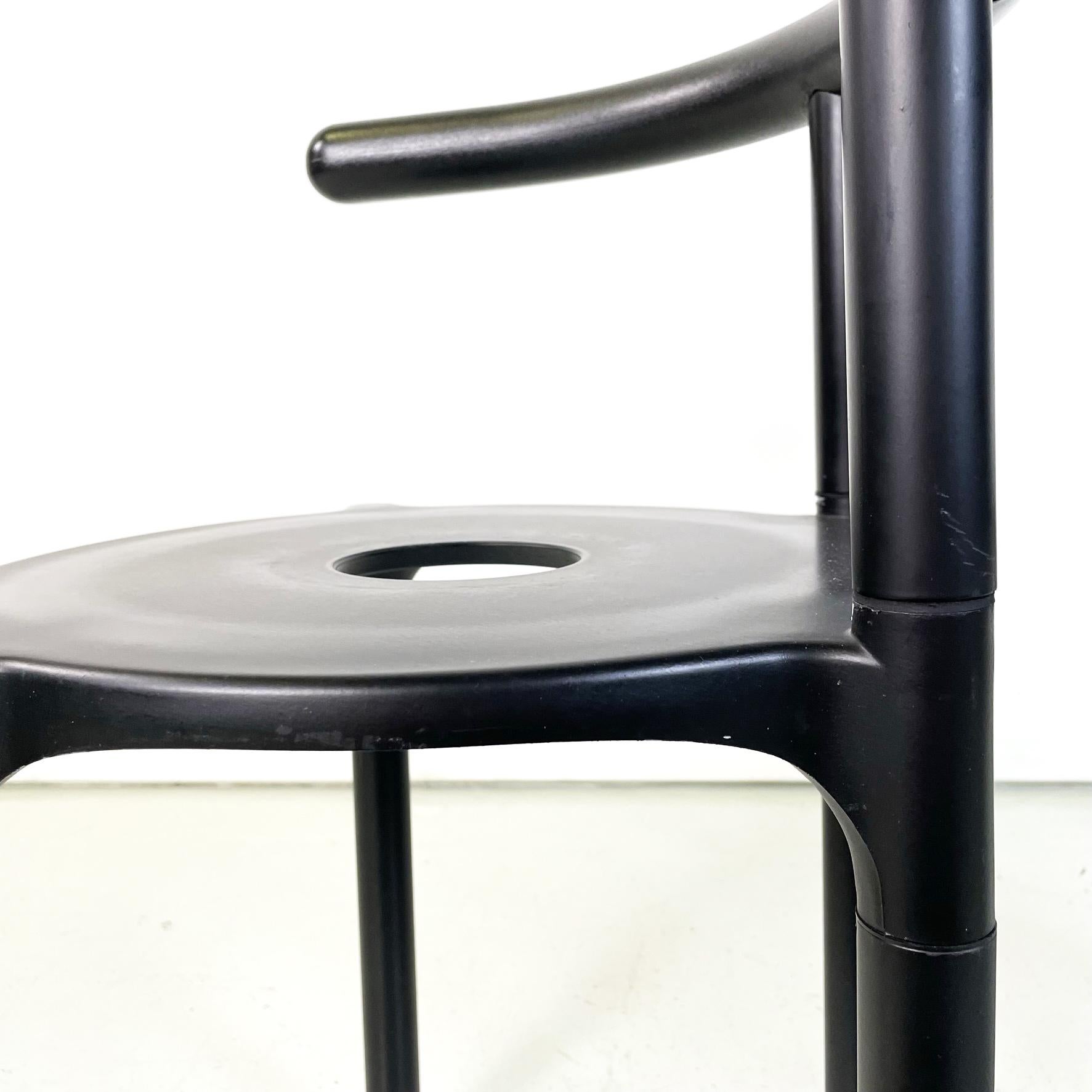 Italian Modern Black Metal Plastic Chairs 4855 by Anna Castelli Kartell, 1990s 7