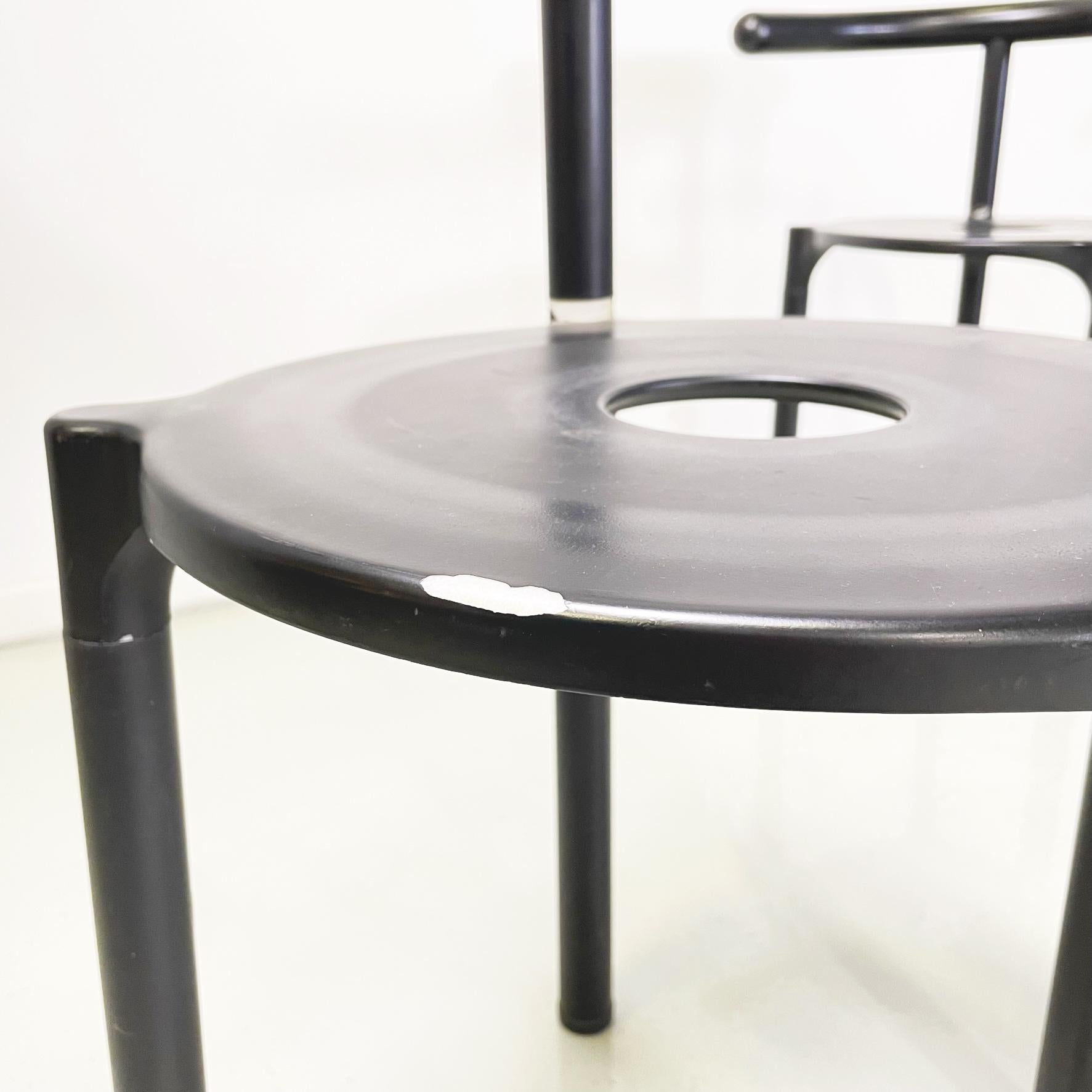 Italian Modern Black Metal Plastic Chairs 4855 by Anna Castelli Kartell, 1990s For Sale 8