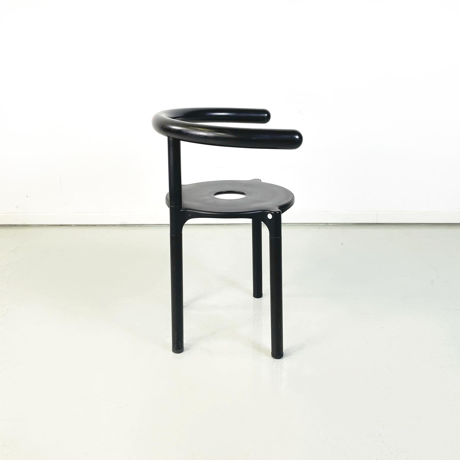 Italian Modern Black Metal Plastic Chairs 4855 by Anna Castelli Kartell, 1990s In Good Condition For Sale In MIlano, IT