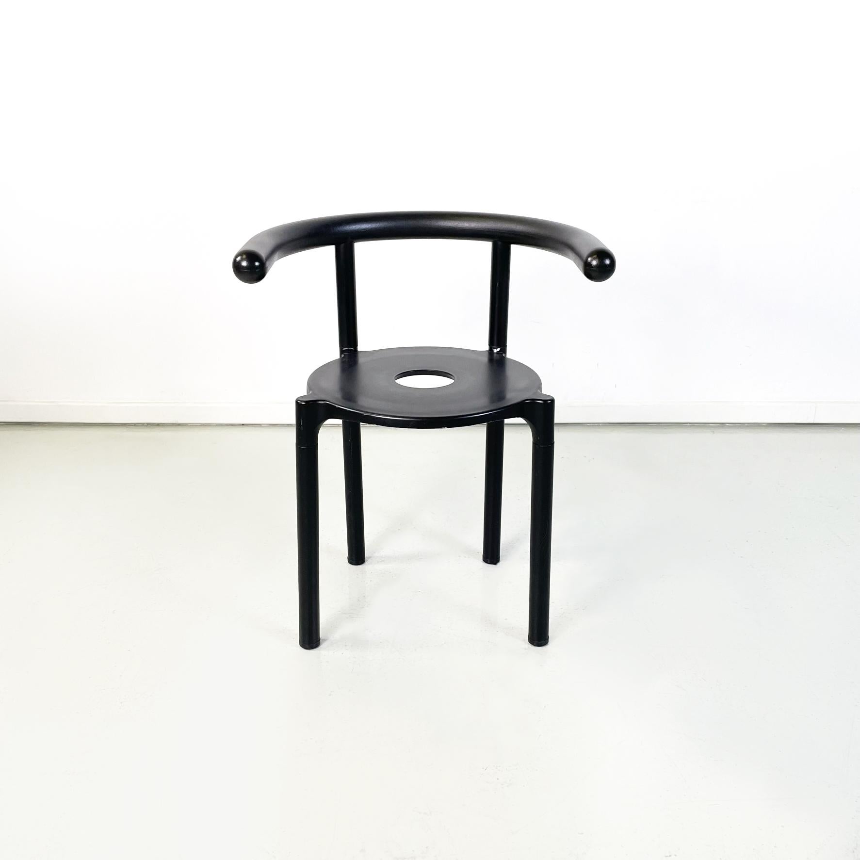 Italian Modern Black Metal Plastic Chairs 4855 by Anna Castelli Kartell, 1990s In Good Condition In MIlano, IT