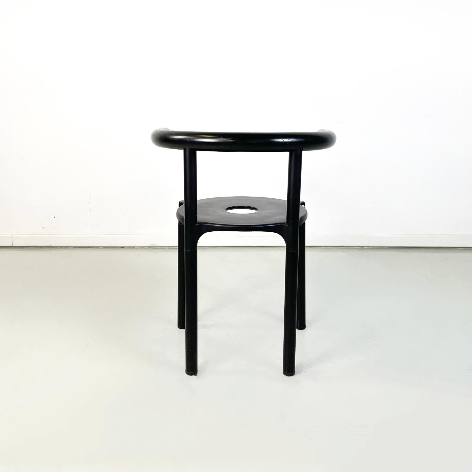 Late 20th Century Italian Modern Black Metal Plastic Chairs 4855 by Anna Castelli Kartell, 1990s For Sale