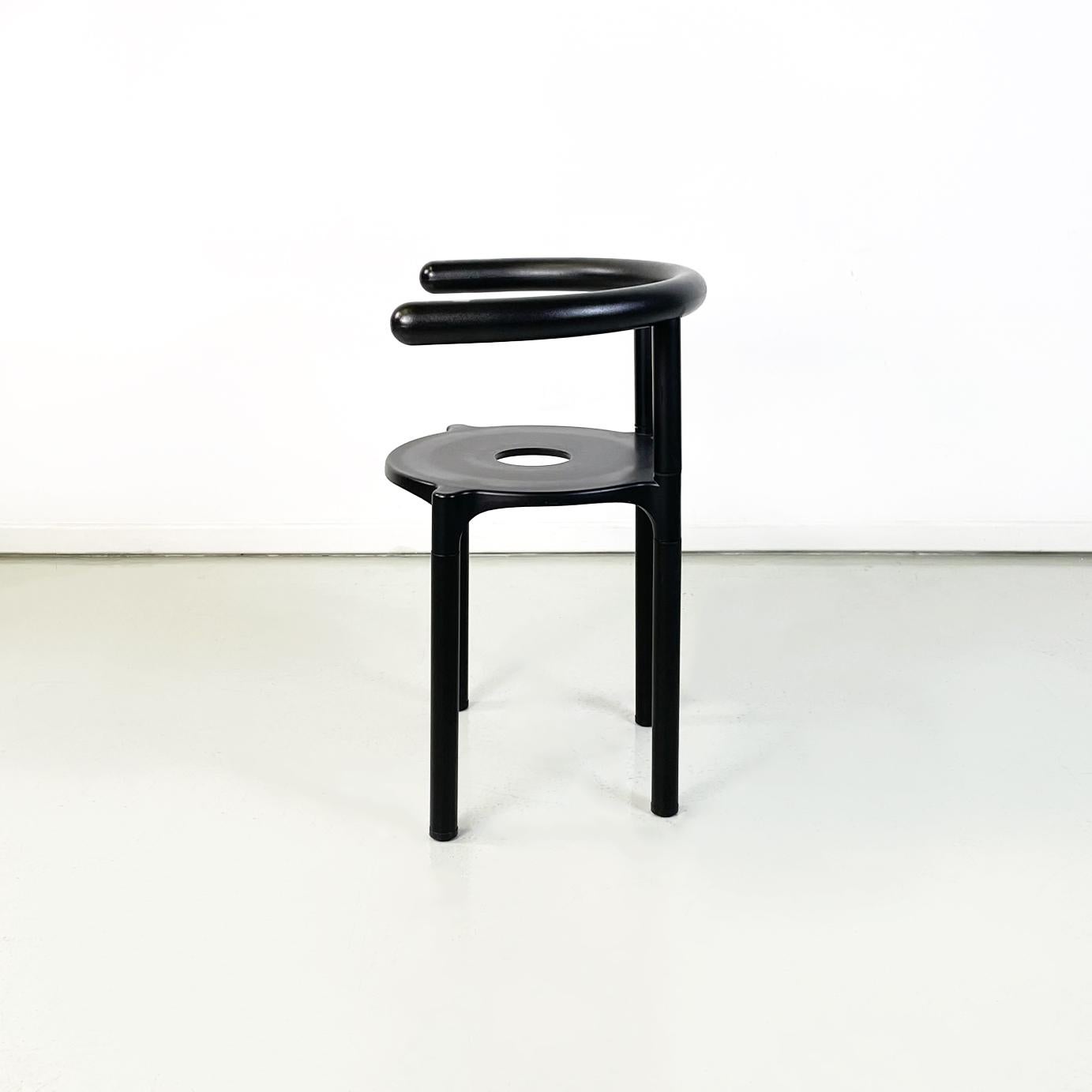 Late 20th Century Italian Modern Black Metal Plastic Chairs 4855 by Anna Castelli Kartell, 1990s
