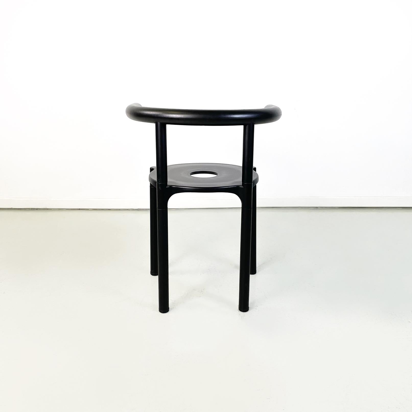 Italian Modern Black Metal Plastic Chairs 4855 by Anna Castelli Kartell, 1990s 1