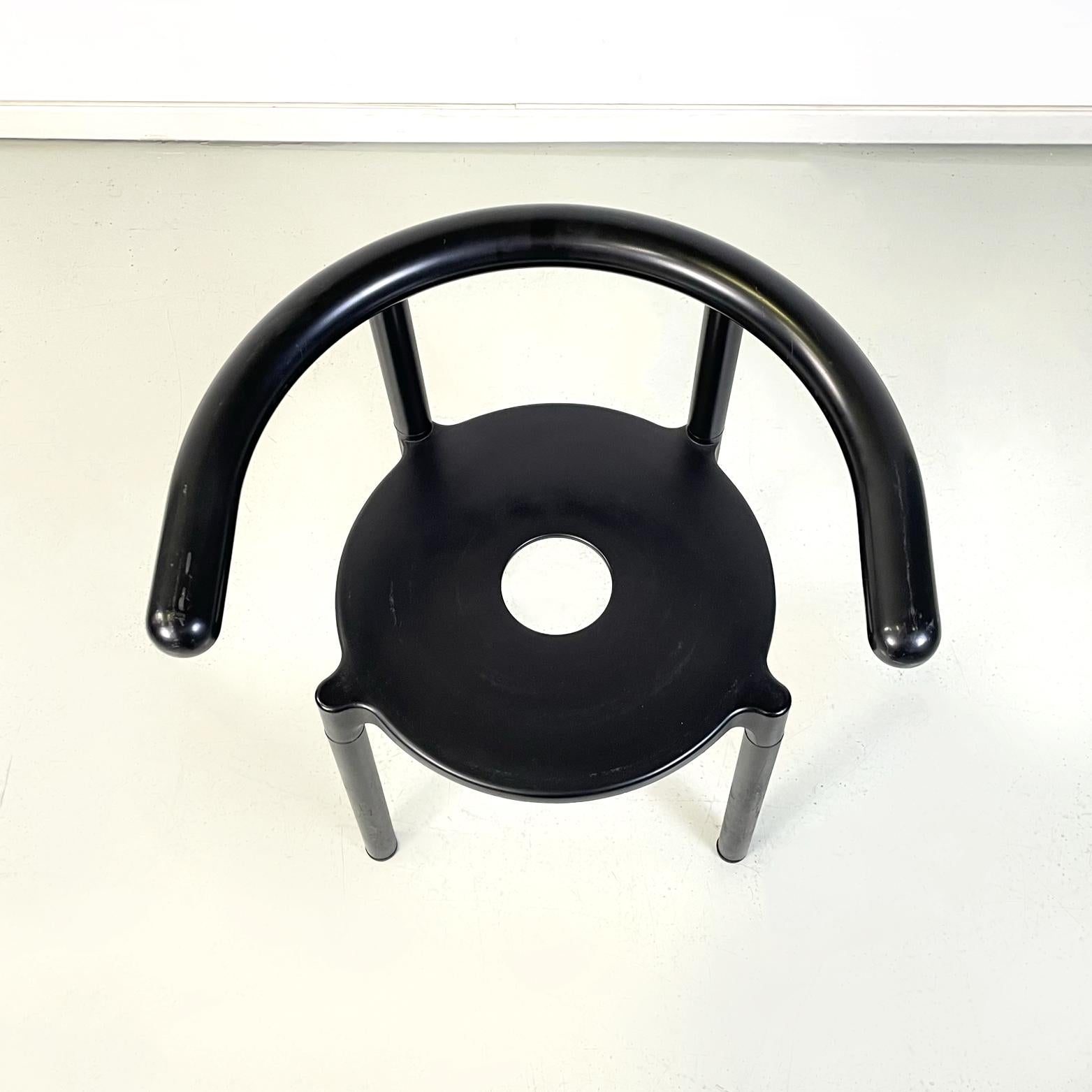 Italian Modern Black Metal Plastic Chairs 4855 by Anna Castelli Kartell, 1990s For Sale 2