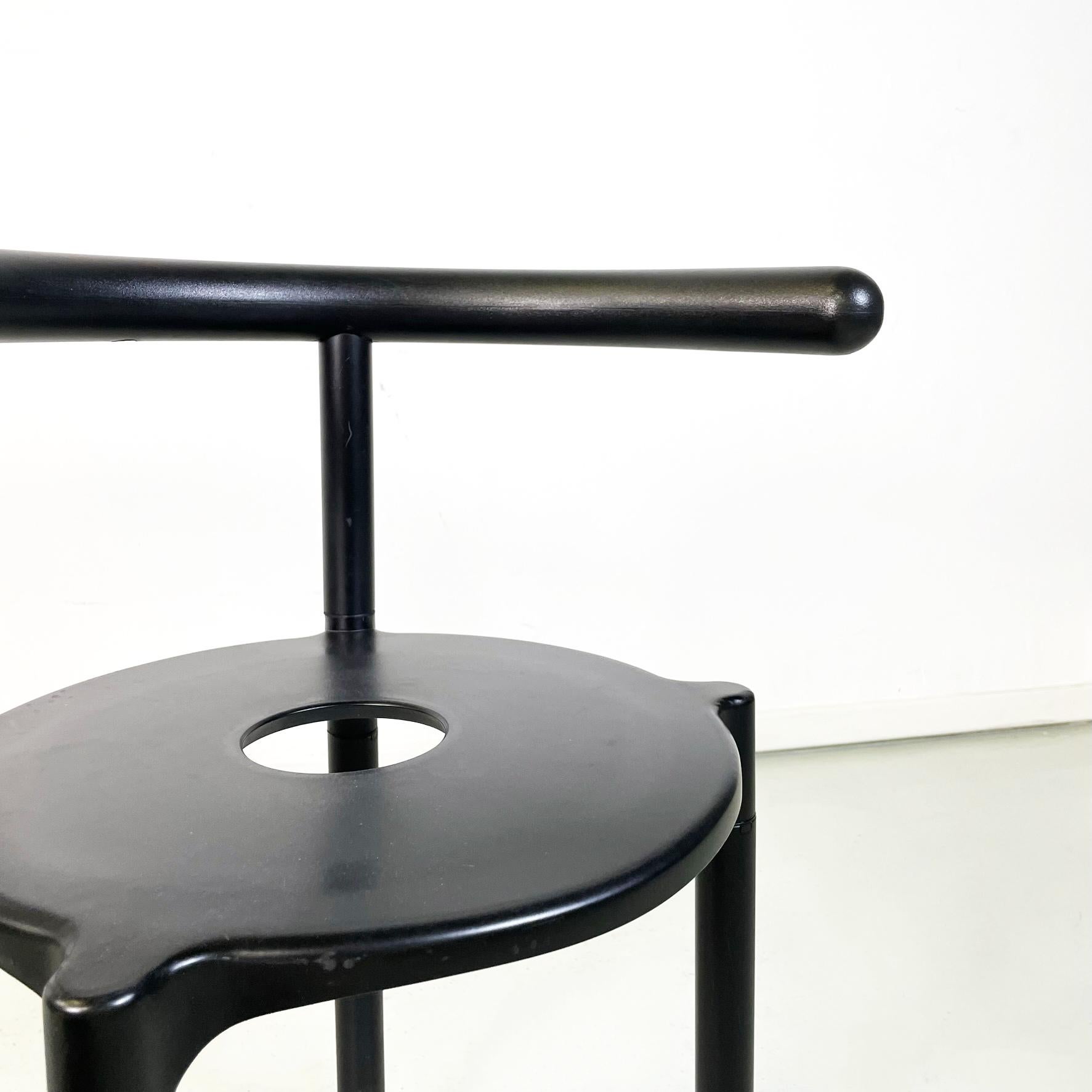 Italian Modern Black Metal Plastic Chairs 4855 by Anna Castelli Kartell, 1990s 4