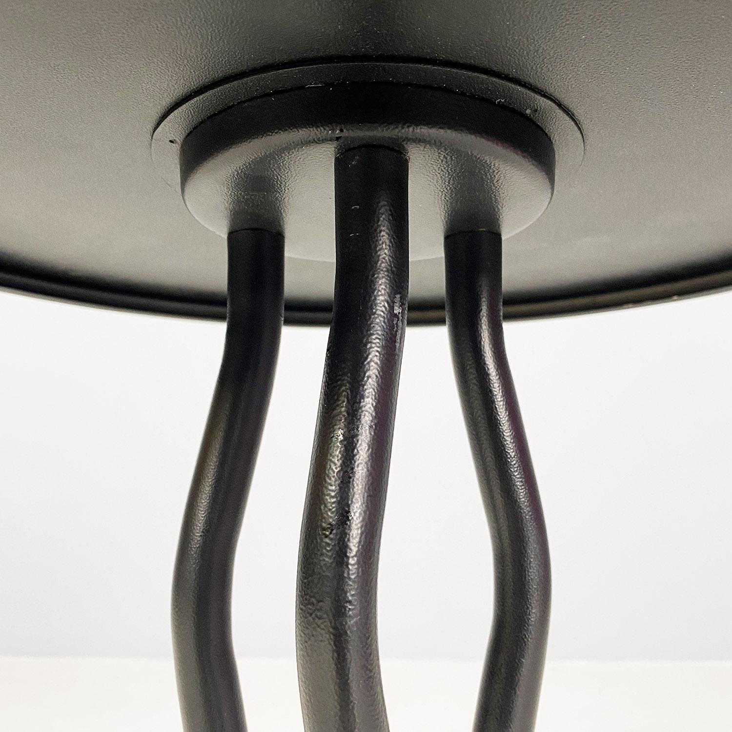 Italian modern black metal round coffee table with three vawy legs, 1980s 4