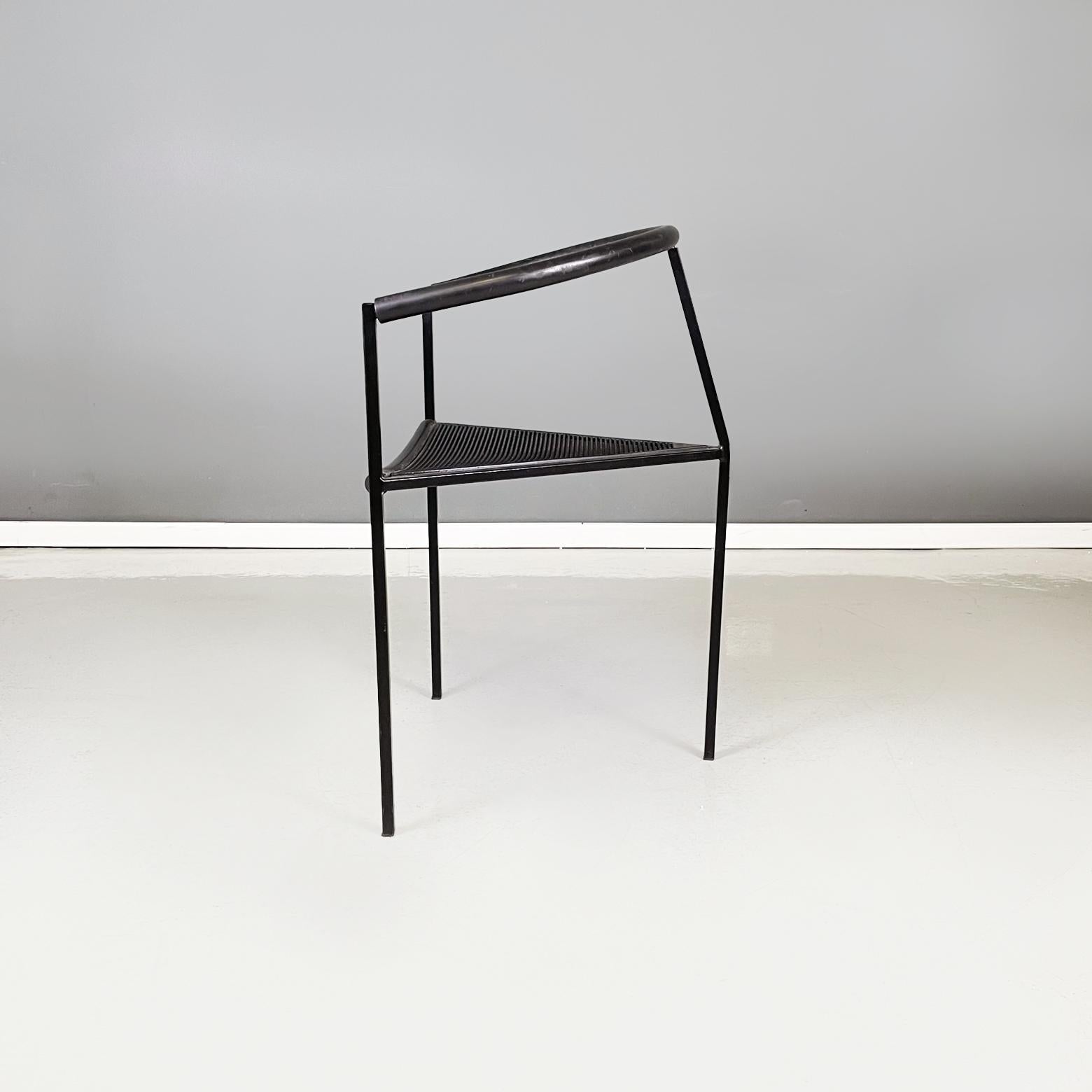 Italian Modern Black Metal Rubber Chair by Peregalli and Calatroni for Zeus 1990 In Good Condition In MIlano, IT