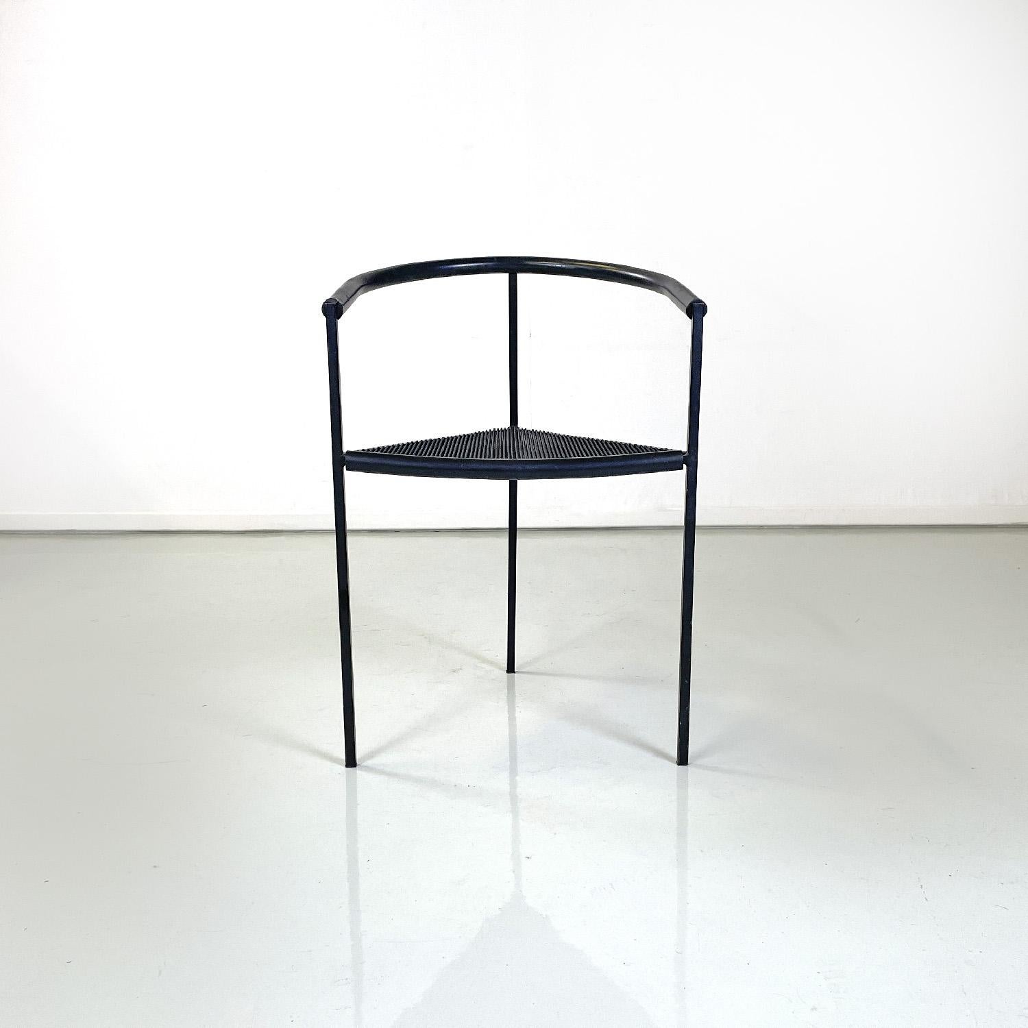 Modern Italian modern black metal rubber chairs by Peregalli Calatroni for Zeus, 1990s