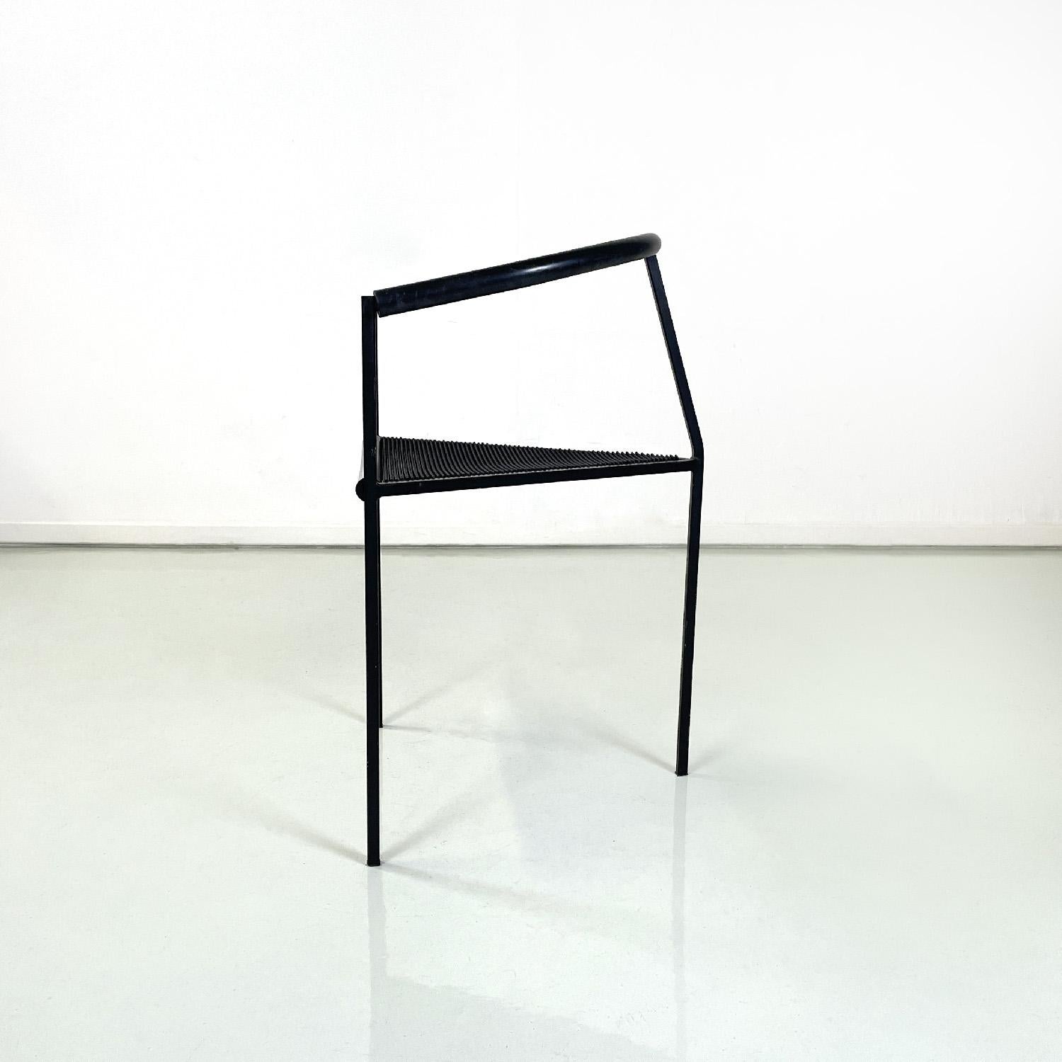Italian modern black metal rubber chairs by Peregalli Calatroni for Zeus, 1990s In Good Condition In MIlano, IT