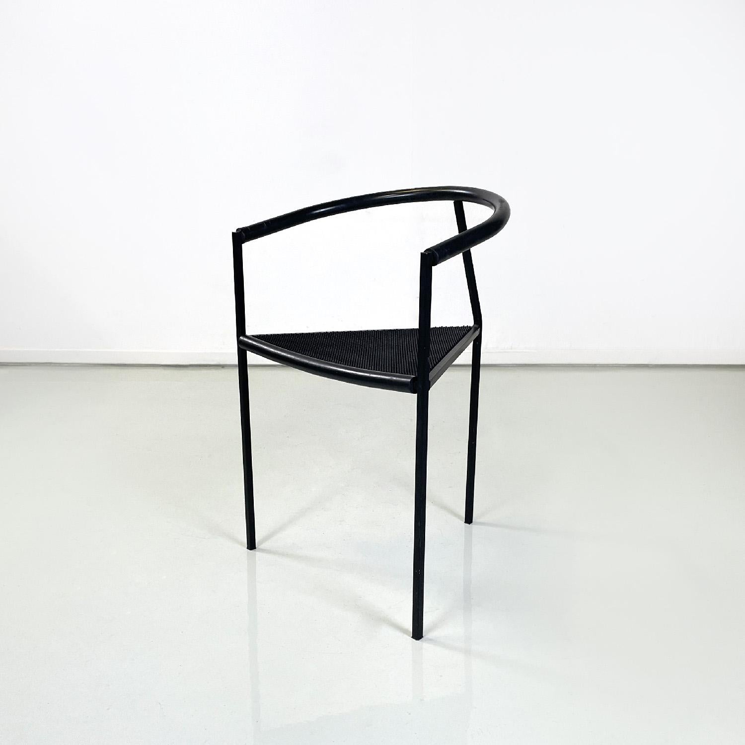 Late 20th Century Italian modern black metal rubber chairs by Peregalli Calatroni for Zeus, 1990s