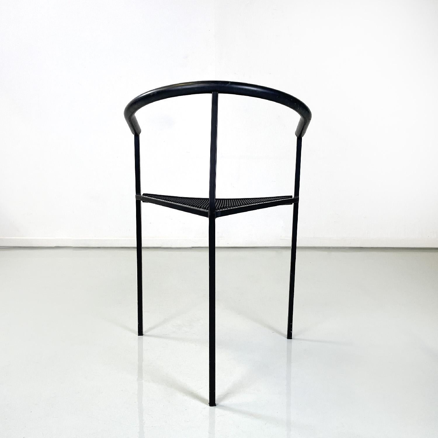 Metal Italian modern black metal rubber chairs by Peregalli Calatroni for Zeus, 1990s
