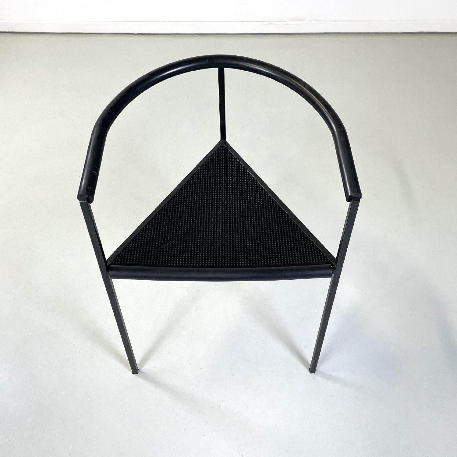 Italian modern black metal rubber chairs by Peregalli Calatroni for Zeus, 1990s 2