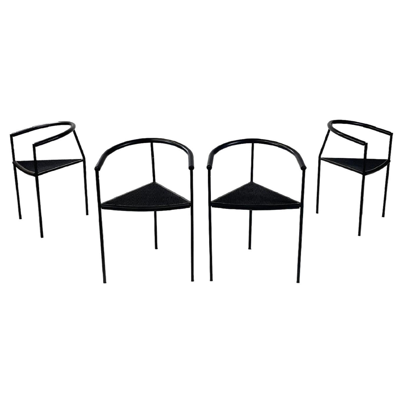 Italian modern black metal rubber chairs by Peregalli Calatroni for Zeus, 1990s