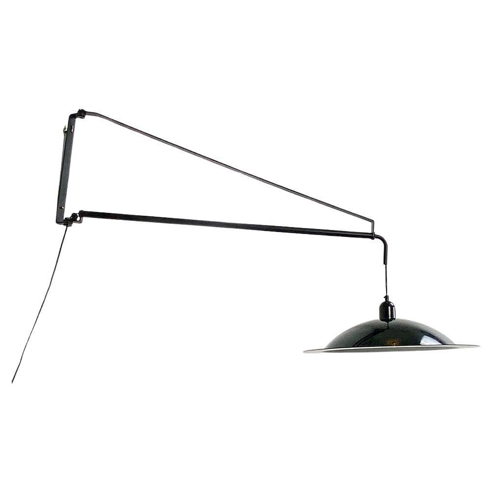 Italian Modern Black Metal Stilnovo Telescopic Wall Lamp, 1980s