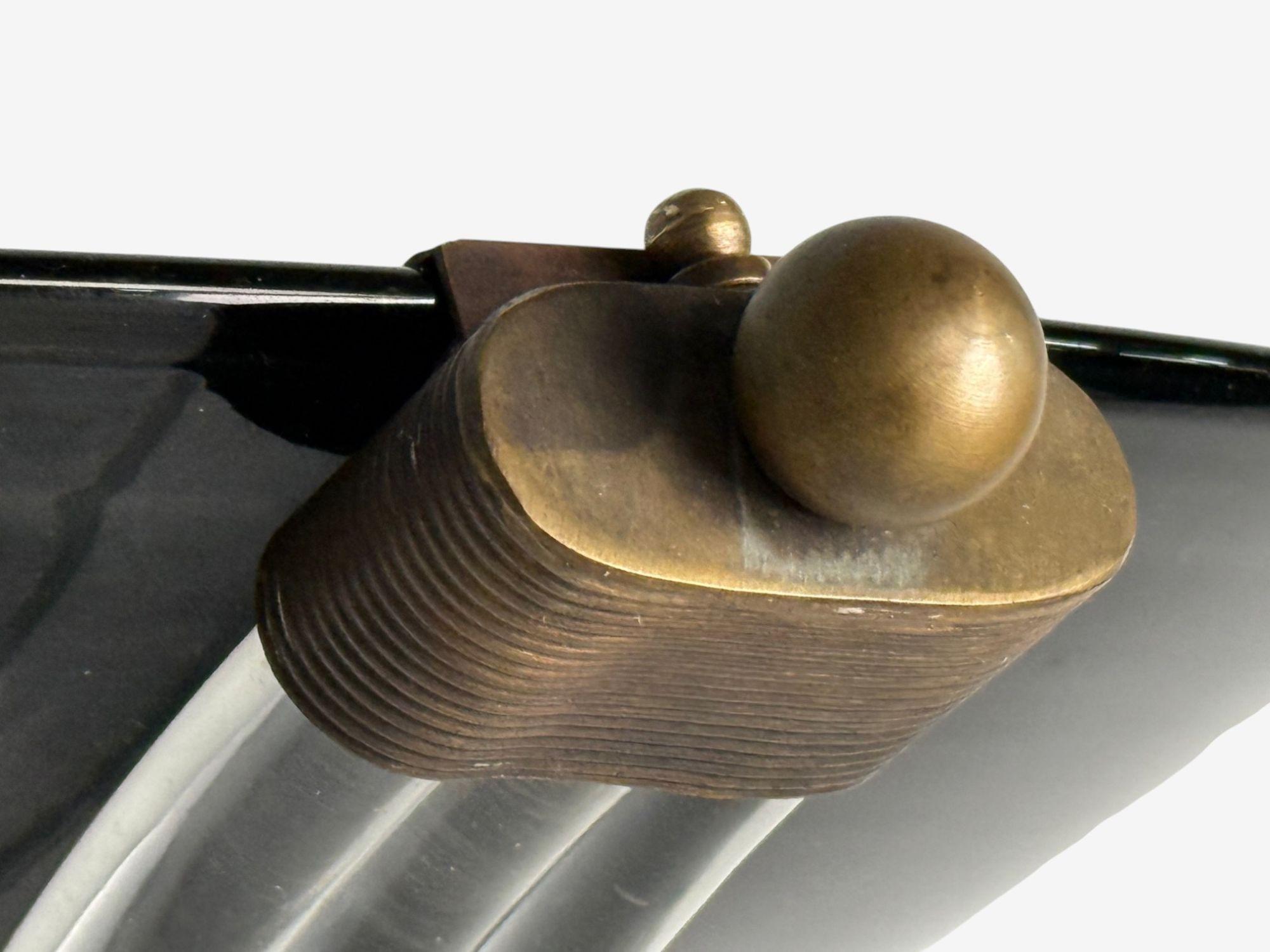 Mid-20th Century Italian Modern, Black Murano Glass, Brass, Large Sconces, Italy, 1930s For Sale
