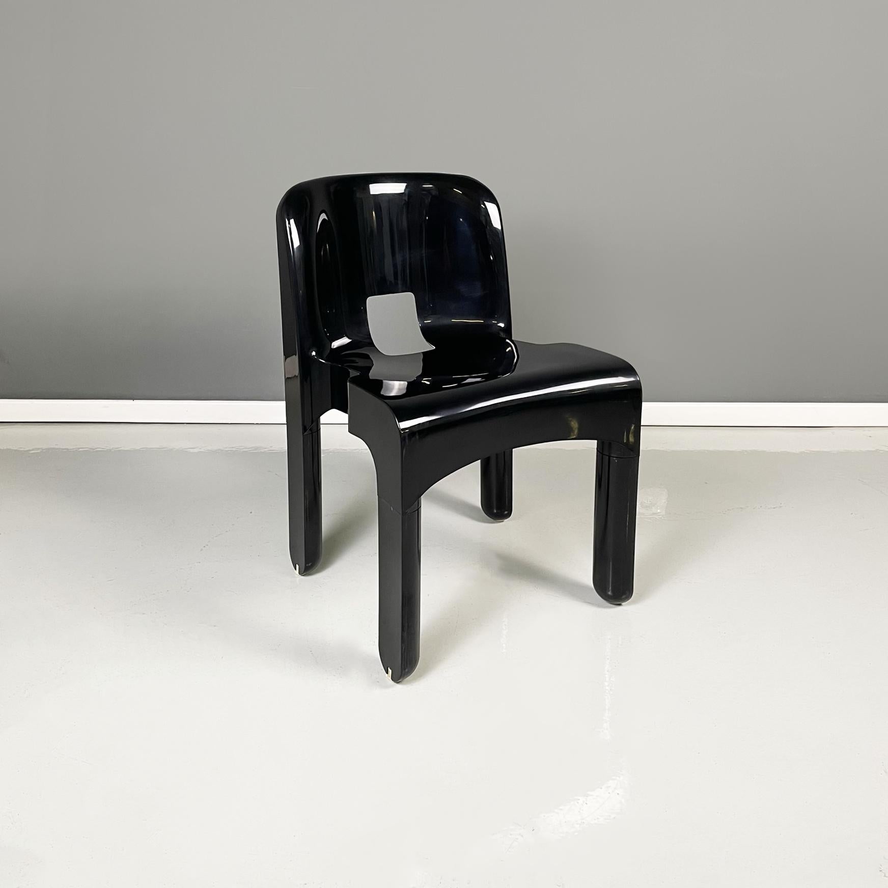 Late 20th Century Italian Modern Black Plastic Chairs 4868 by Joe Colombo for Kartell, 1970s