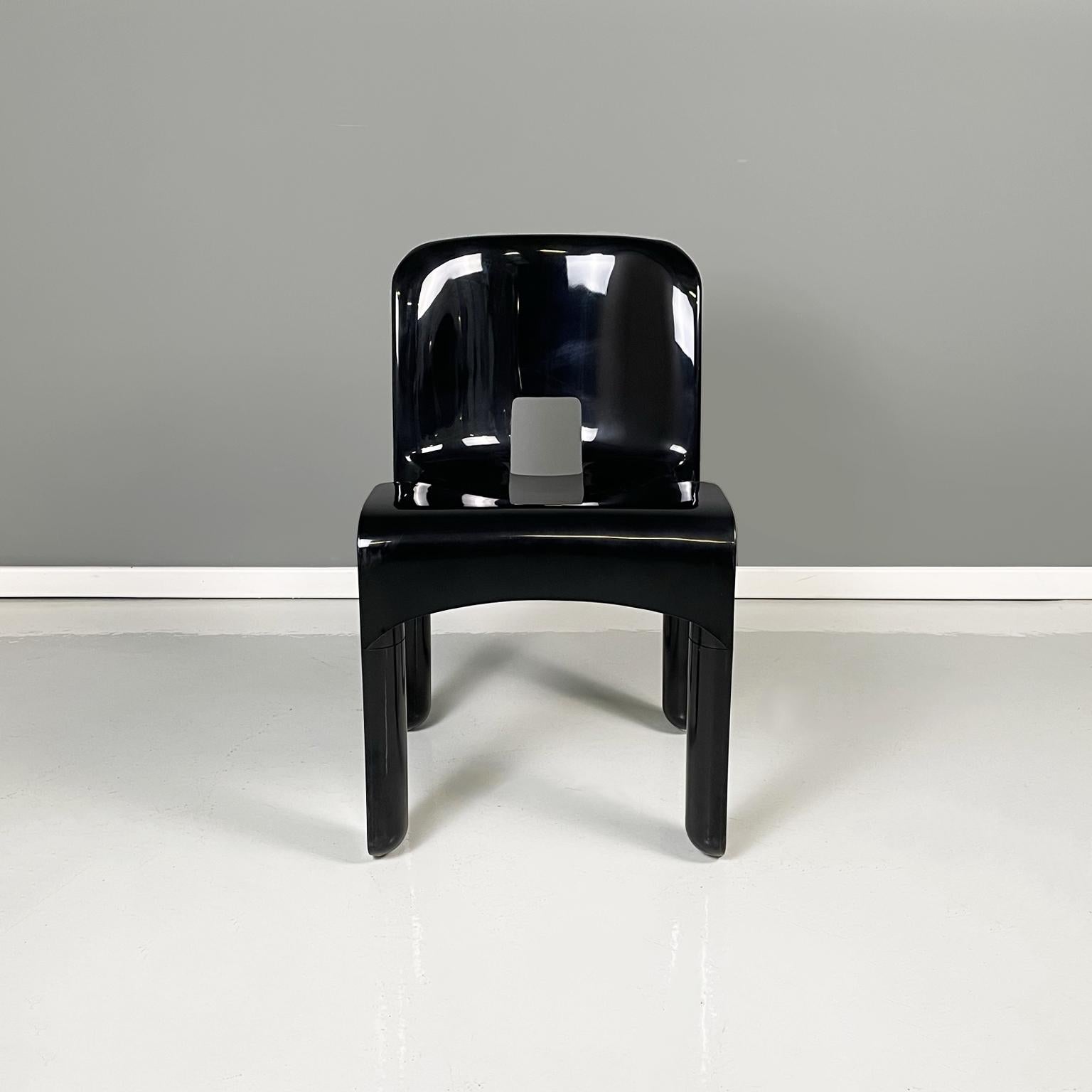 Italian Modern Black Plastic Chairs 4868 by Joe Colombo for Kartell, 1970s 1