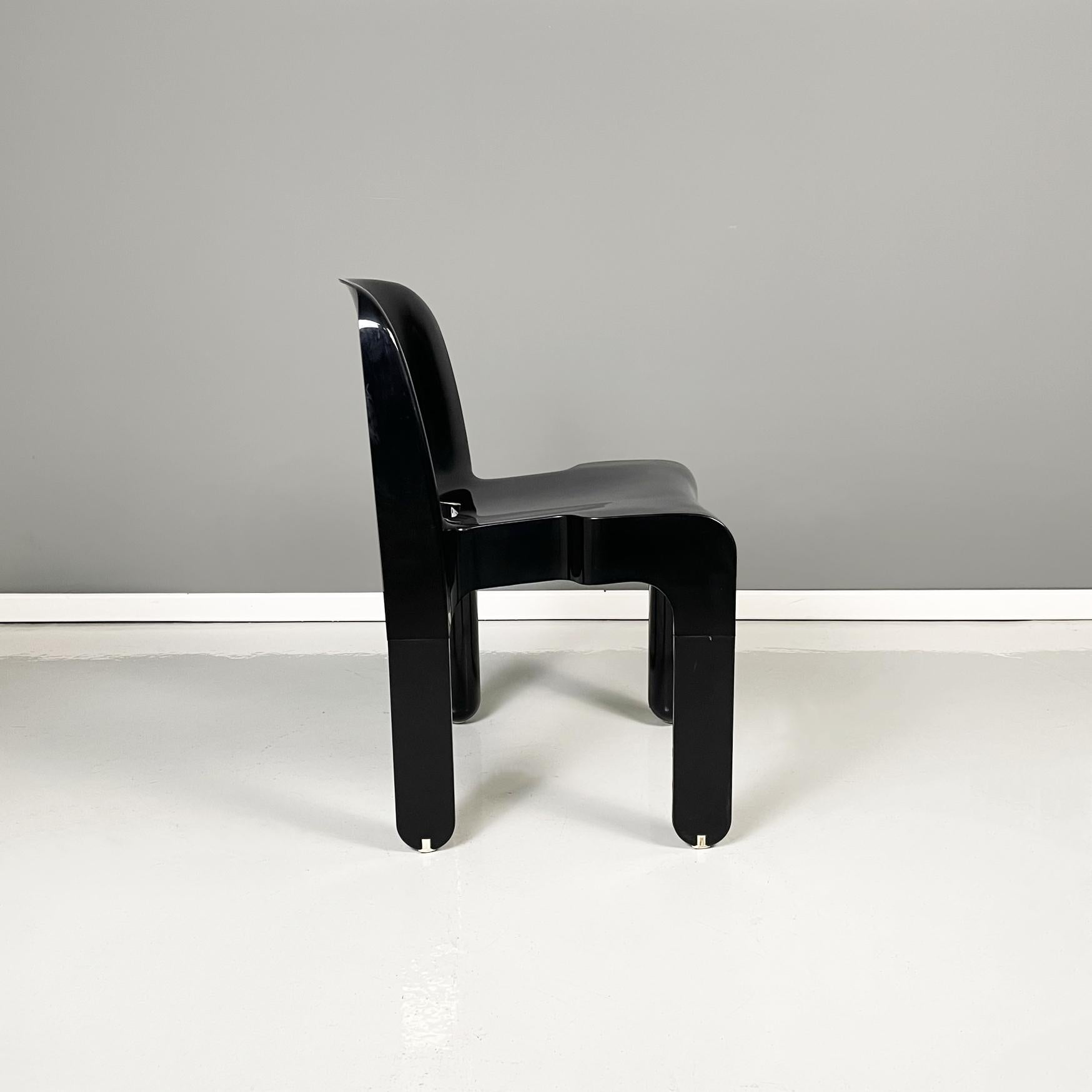 Italian Modern Black Plastic Chairs 4868 by Joe Colombo for Kartell, 1970s 2