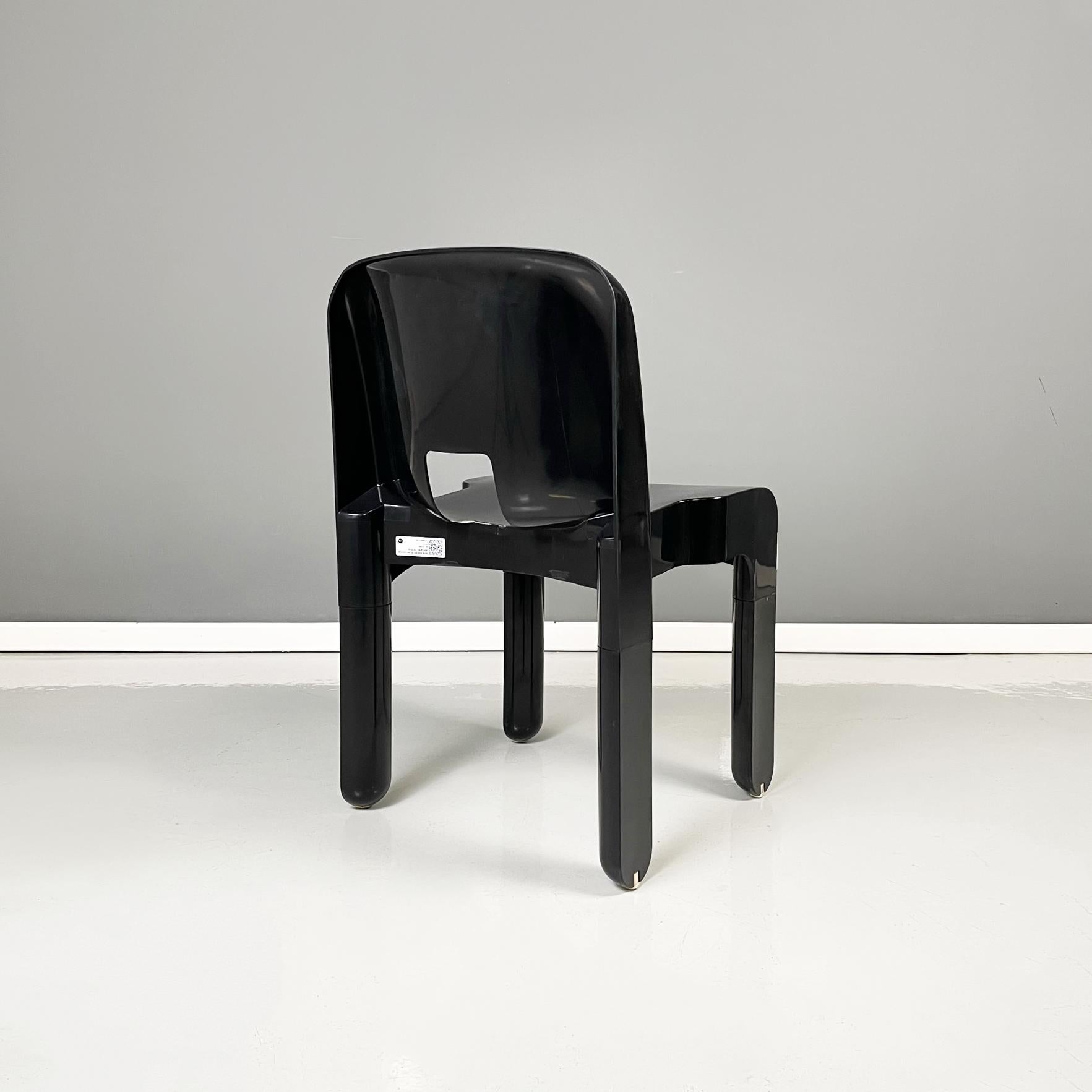 Italian Modern Black Plastic Chairs 4868 by Joe Colombo for Kartell, 1970s 3