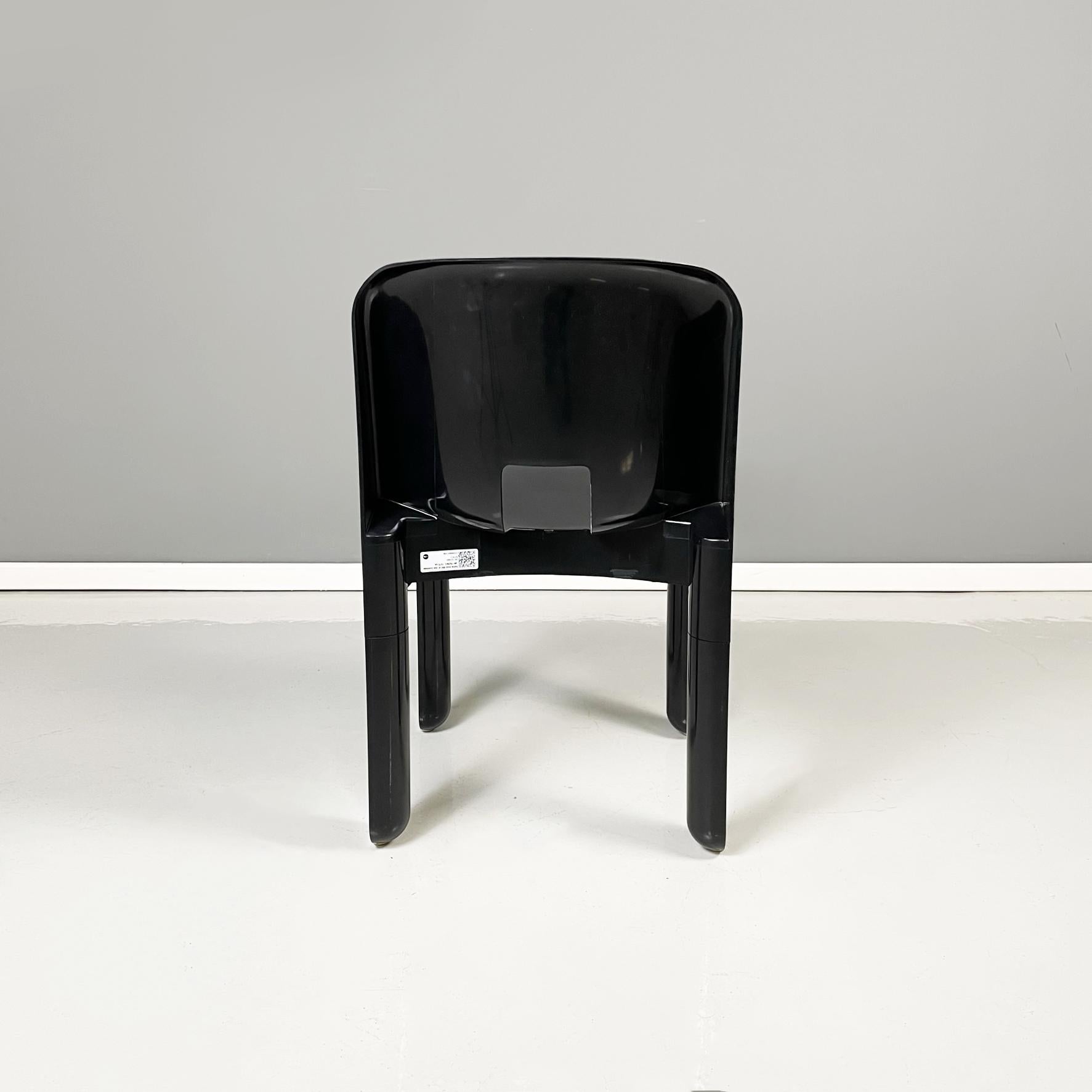 Italian Modern Black Plastic Chairs 4868 by Joe Colombo for Kartell, 1970s 4