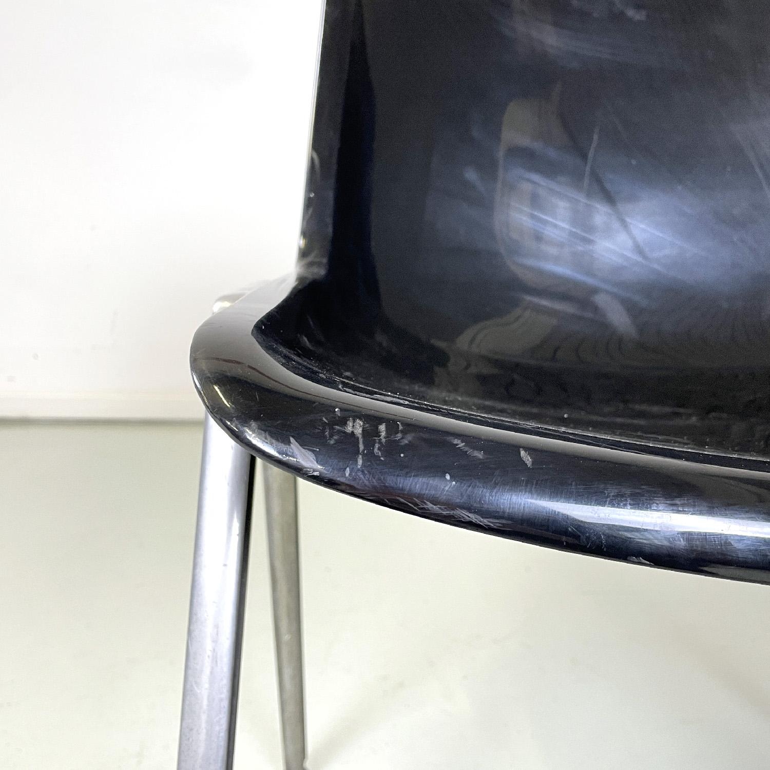 Italian modern black plastic chairs Modus SM 203 by Borsani for Tecno, 1980s in vendita 4