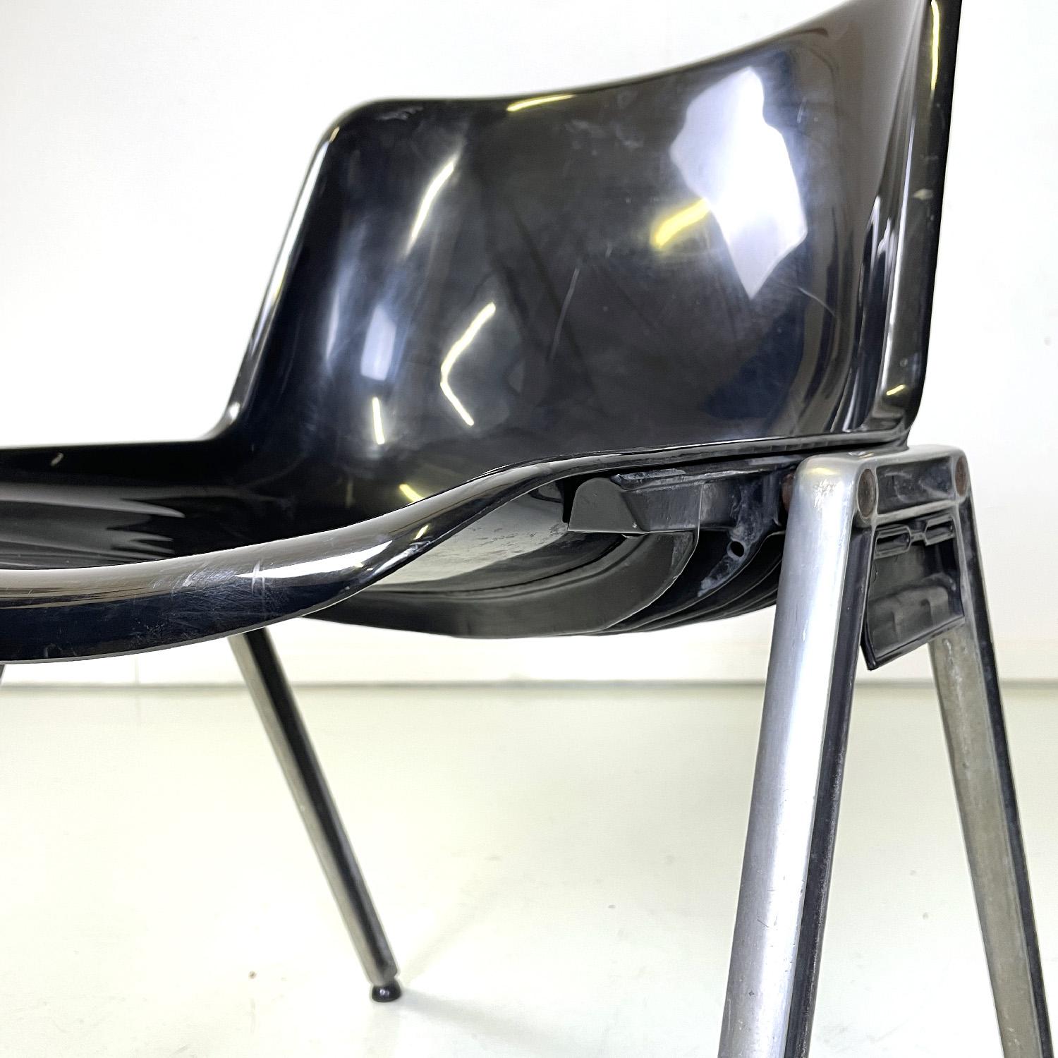 Italian modern black plastic chairs Modus SM 203 by Borsani for Tecno, 1980s in vendita 7