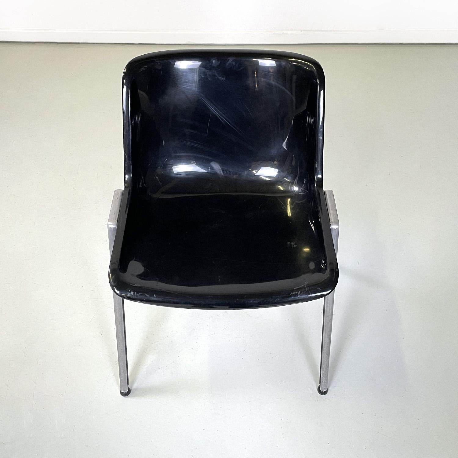 Italian modern black plastic chairs Modus SM 203 by Borsani for Tecno, 1980s in vendita 3