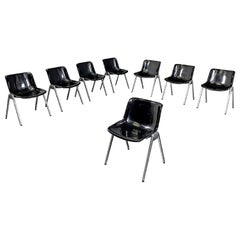 Italian modern black plastic chairs Modus SM 203 by Borsani for Tecno, 1980s